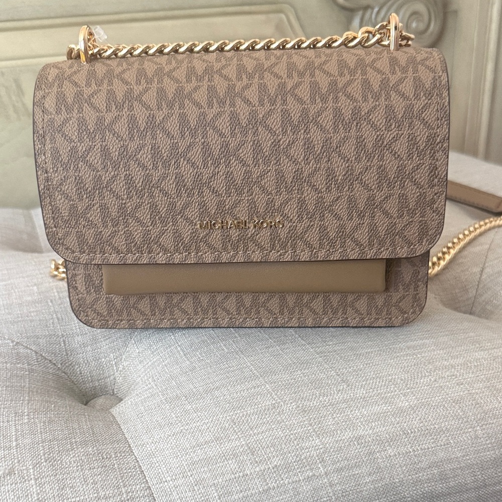 Michael Kors Brown Logo Chain Crossbody Bag